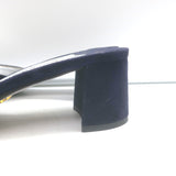 Prada Crystal Buckle Mules Navy Suede Size 38 Low-Heel Open Toe Sandals