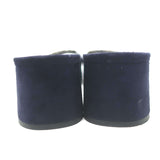 Prada Crystal Buckle Mules Navy Suede Size 38 Low-Heel Open Toe Sandals