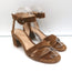 Gianvito Rossi Crisscross Sandals Brown Suede Size 37.5 Ankle Strap Block-Heel
