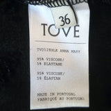 Tove Anna Mary Velvet-Flocked Maxi Dress Black Stretch Jersey Size 36