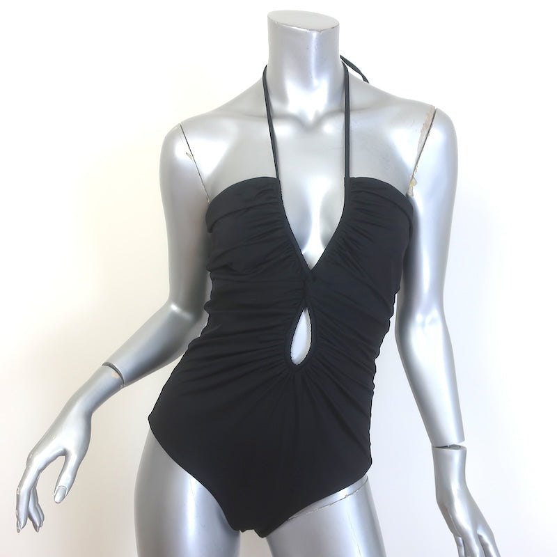 Johanna Ortiz All Night Cutout Halter Bodysuit Black Size Medium NEW