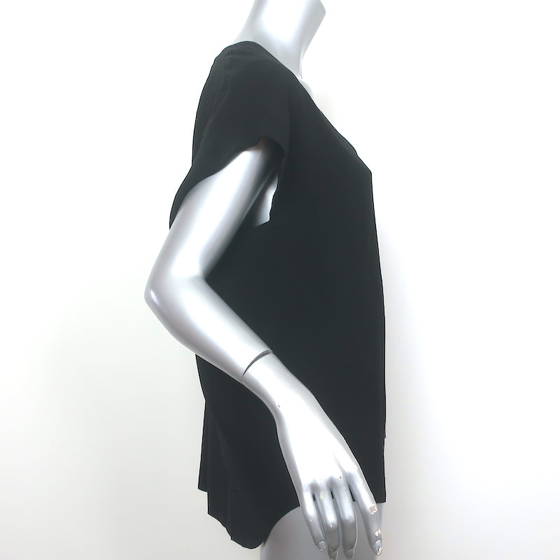 Vince V-Neck Blouse Black Size Extra Large Cap Sleeve Top NEW