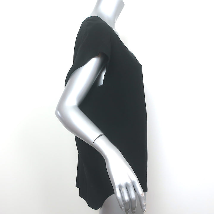 Vince V-Neck Blouse Black Size Extra Large Cap Sleeve Top NEW