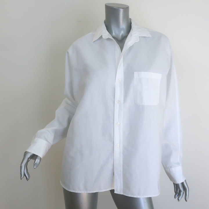 Frank &amp; Eileen Oona Continuous Sleeve Button-Up Shirt White Cotton Size Medium