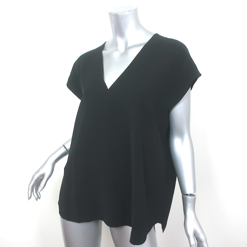 Vince V-Neck Blouse Black Size Extra Large Cap Sleeve Top NEW