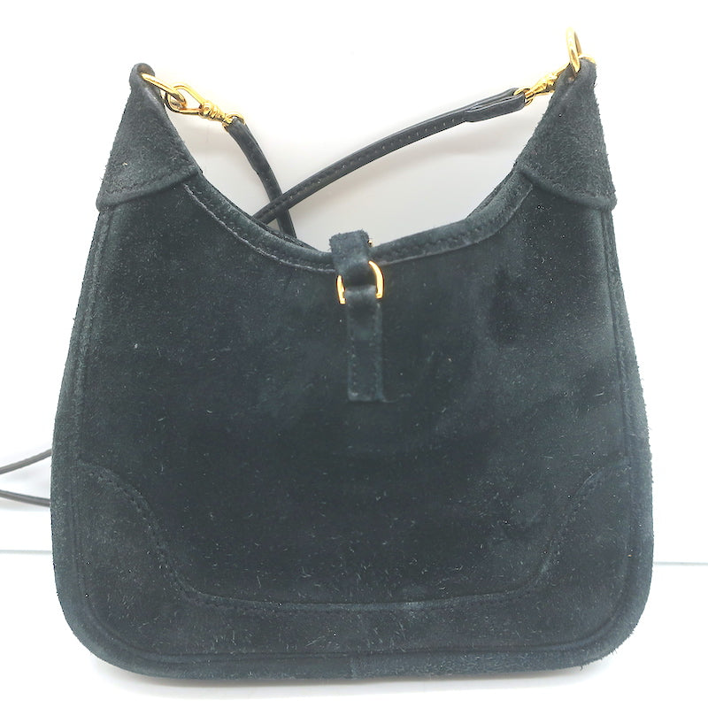 Hermès Trim 15 Micro Crossbody Bag Black Suede