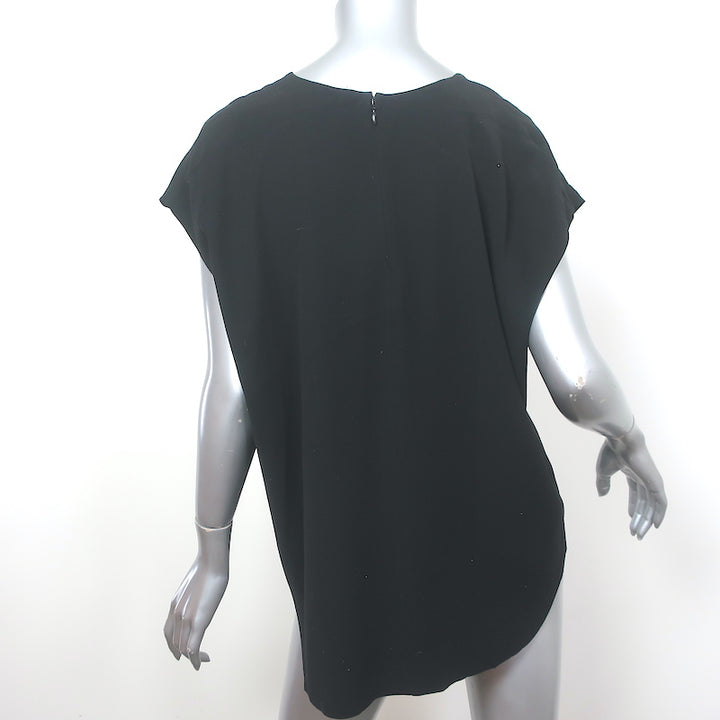 Vince V-Neck Blouse Black Size Extra Large Cap Sleeve Top NEW