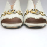 Gucci Zumi Mules Ivory Leather Size 35.5 Peep Toe Heels