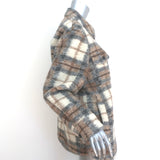 Isabel Marant Etoile Gaston Plaid Shirt Jacket Brown/Cream Wool-Blend Size 42