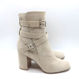 Gianvito Rossi Buckled Ankle Boots Beige Suede Size 39