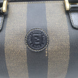 Vintage Fendi Pequin Small Boston Bag Brown Striped Canvas