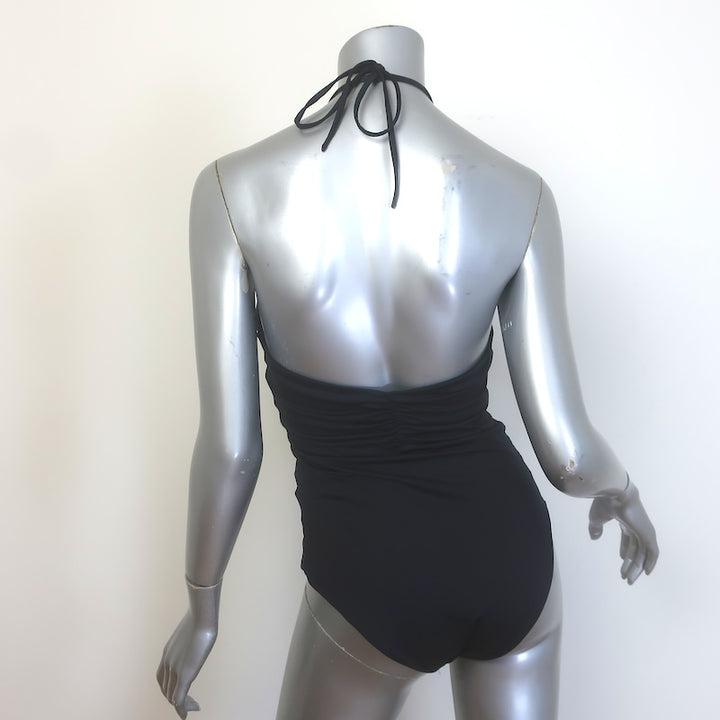 Johanna Ortiz All Night Cutout Halter Bodysuit Black Size Medium NEW