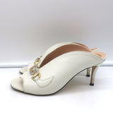 Gucci Zumi Mules Ivory Leather Size 35.5 Peep Toe Heels