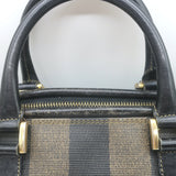 Vintage Fendi Pequin Small Boston Bag Brown Striped Canvas
