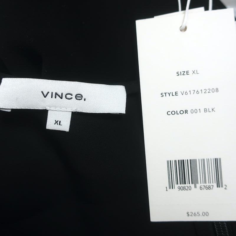 Vince V-Neck Blouse Black Size Extra Large Cap Sleeve Top NEW