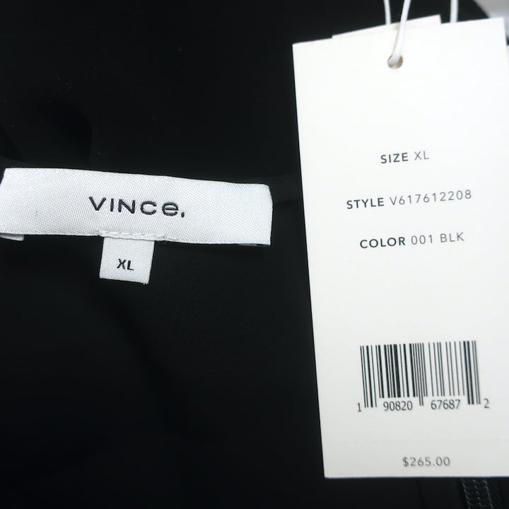 Vince V-Neck Blouse Black Size Extra Large Cap Sleeve Top NEW