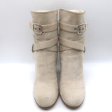 Gianvito Rossi Buckled Ankle Boots Beige Suede Size 39