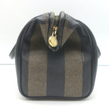 Vintage Fendi Pequin Small Boston Bag Brown Striped Canvas