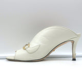 Gucci Zumi Mules Ivory Leather Size 35.5 Peep Toe Heels