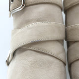 Gianvito Rossi Buckled Ankle Boots Beige Suede Size 39
