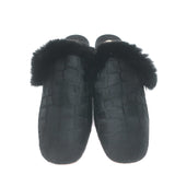 Christian Louboutin Boudiva Rabbit Fur-Trim Mules Black Pony Hair Size 39