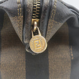 Vintage Fendi Pequin Small Boston Bag Brown Striped Canvas