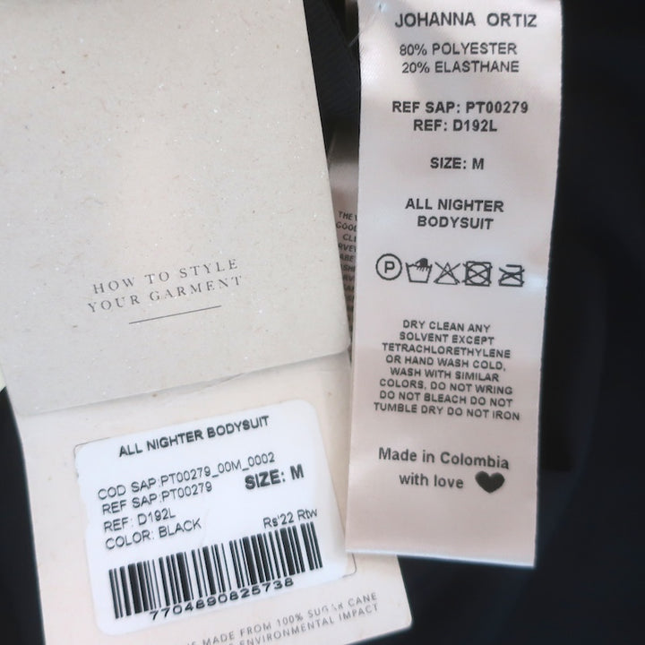 Johanna Ortiz All Night Cutout Halter Bodysuit Black Size Medium NEW
