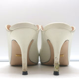 Gucci Zumi Mules Ivory Leather Size 35.5 Peep Toe Heels