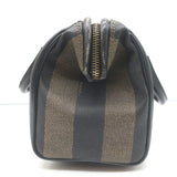 Vintage Fendi Pequin Small Boston Bag Brown Striped Canvas