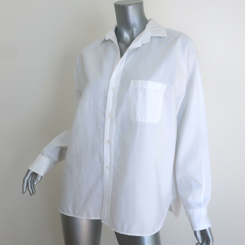 Frank &amp; Eileen Oona Continuous Sleeve Button-Up Shirt White Cotton Size Medium