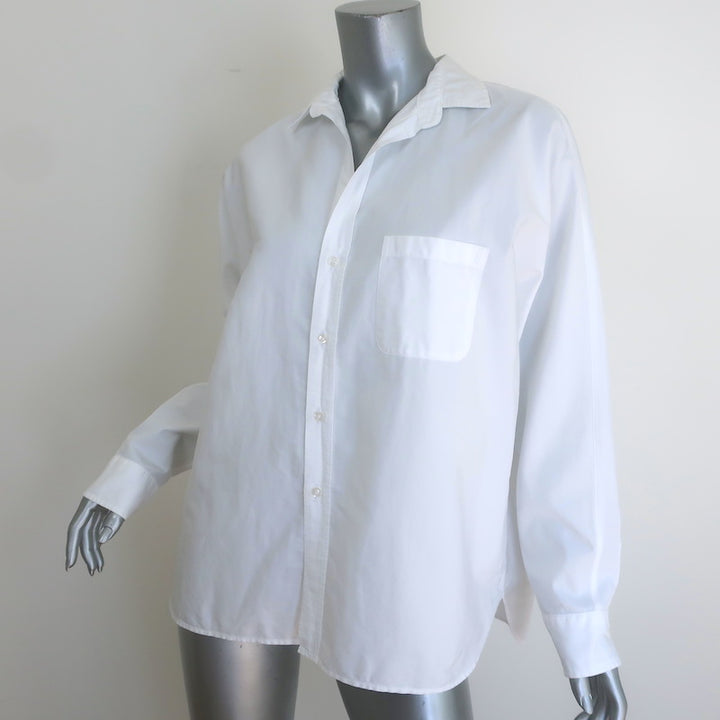 Frank &amp; Eileen Oona Continuous Sleeve Button-Up Shirt White Cotton Size Medium
