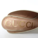 Gucci Zumi Mules Ivory Leather Size 35.5 Peep Toe Heels