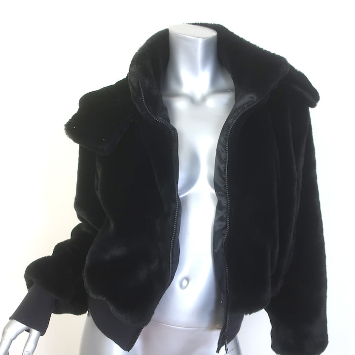 Alo Yoga Foxy Faux Fur Hooded Jacket Black Size Extra Small