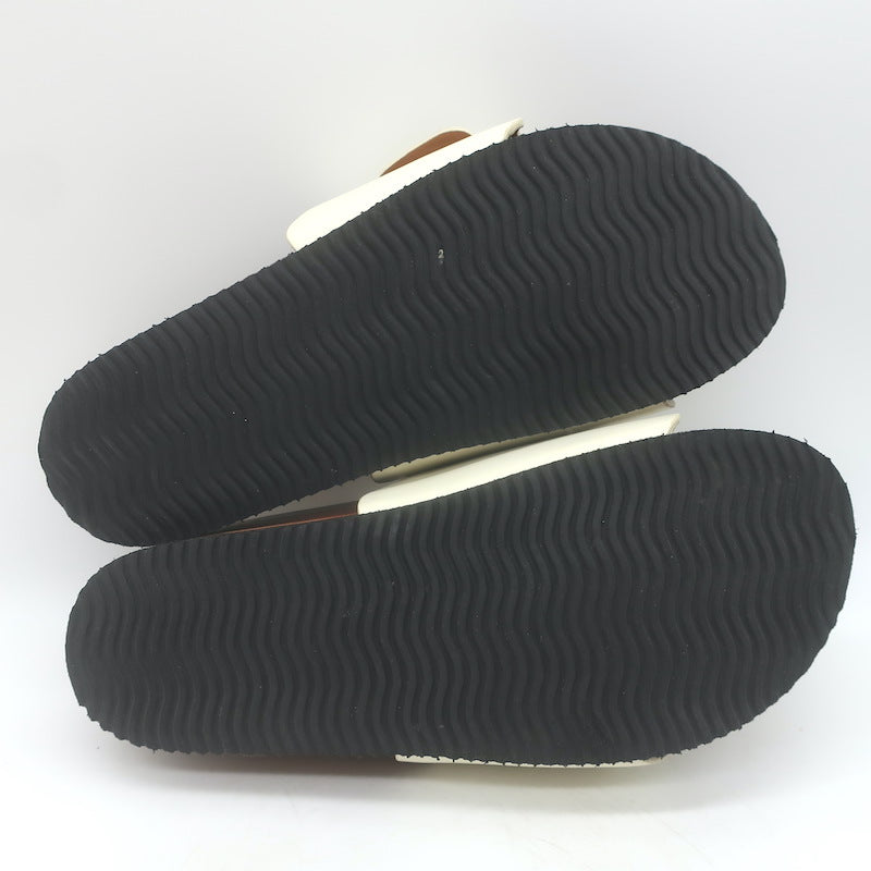 Chloe Lauren Buckled Flatform Slide Sandals Cream Leather Size 36