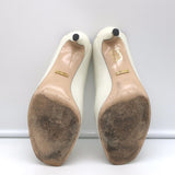 Gucci Zumi Mules Ivory Leather Size 35.5 Peep Toe Heels