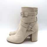 Gianvito Rossi Buckled Ankle Boots Beige Suede Size 39