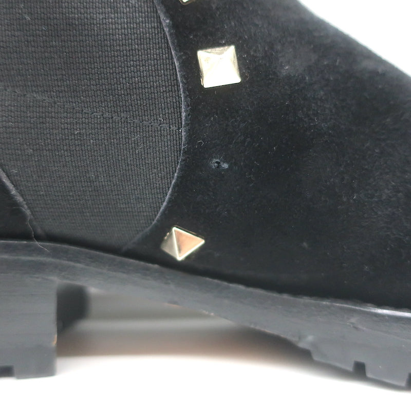 Valentino Rockstud Chelsea Boots Black Suede Size 38 Flat Ankle Boots