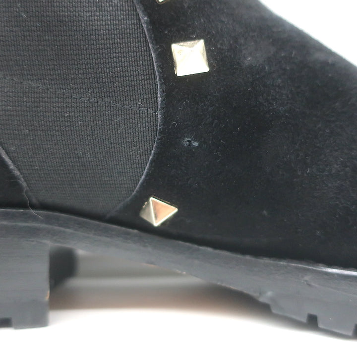 Valentino Rockstud Chelsea Boots Black Suede Size 38 Flat Ankle Boots