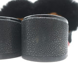 Christian Louboutin Boudiva Rabbit Fur-Trim Mules Black Pony Hair Size 39