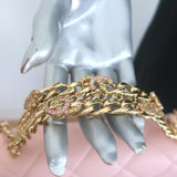 Chanel Pink Mini Flap Bag Lambskin Quilted CC Crystal Logo Chain