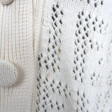 Fendi Forever Fendi Perforated Logo Cardigan Cream Cotton-Blend Size 38