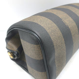 Vintage Fendi Pequin Small Boston Bag Brown Striped Canvas