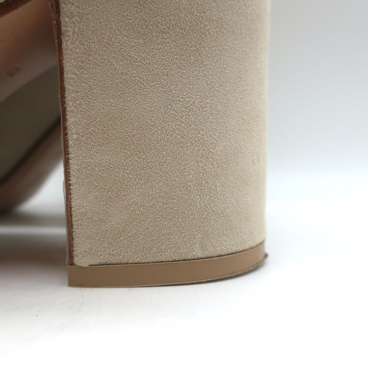 Gianvito Rossi Buckled Ankle Boots Beige Suede Size 39