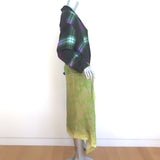 Dries Van Noten Daruno Plaid Layered Shirtdress Purple/Green Satin Size 38 NEW
