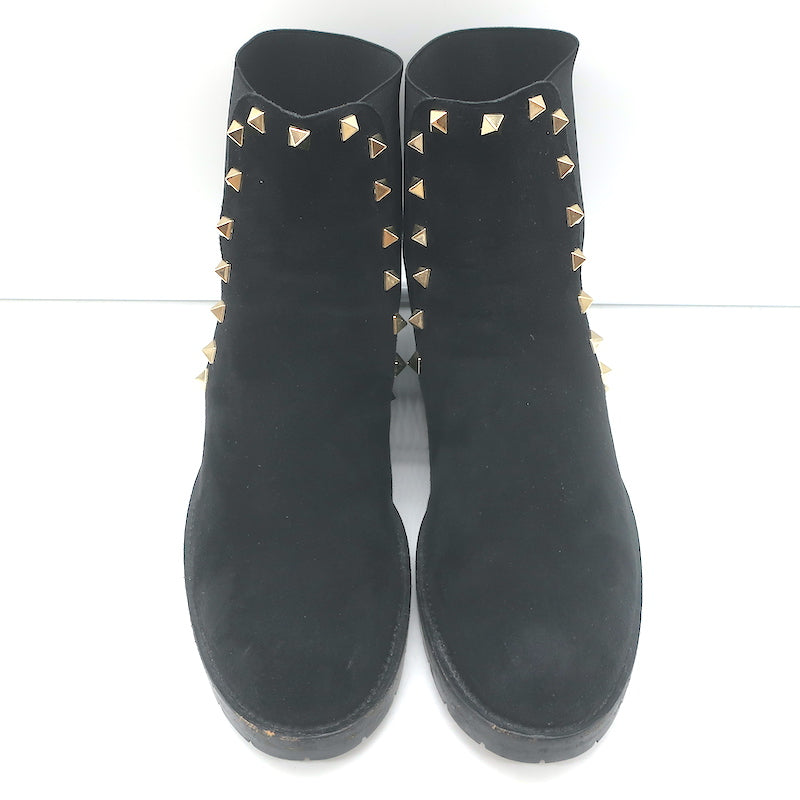 Valentino Rockstud Chelsea Boots Black Suede Size 38 Flat Ankle Boots