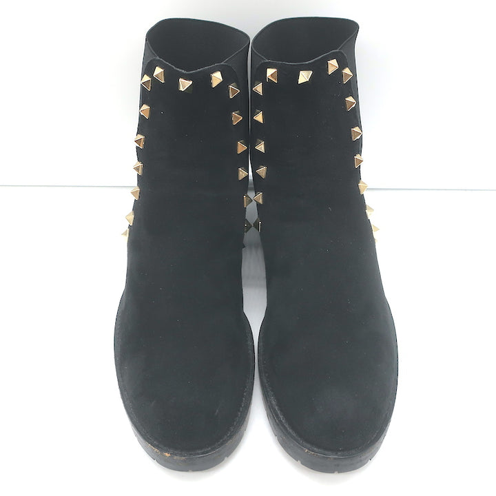 Valentino Rockstud Chelsea Boots Black Suede Size 38 Flat Ankle Boots