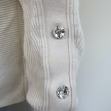 Intermix Crystal-Embellished Sweater Breanne Cream Cotton-Cashmere Size Petite