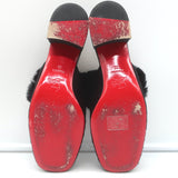 Christian Louboutin Boudiva Rabbit Fur-Trim Mules Black Pony Hair Size 39