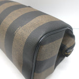 Vintage Fendi Pequin Small Boston Bag Brown Striped Canvas