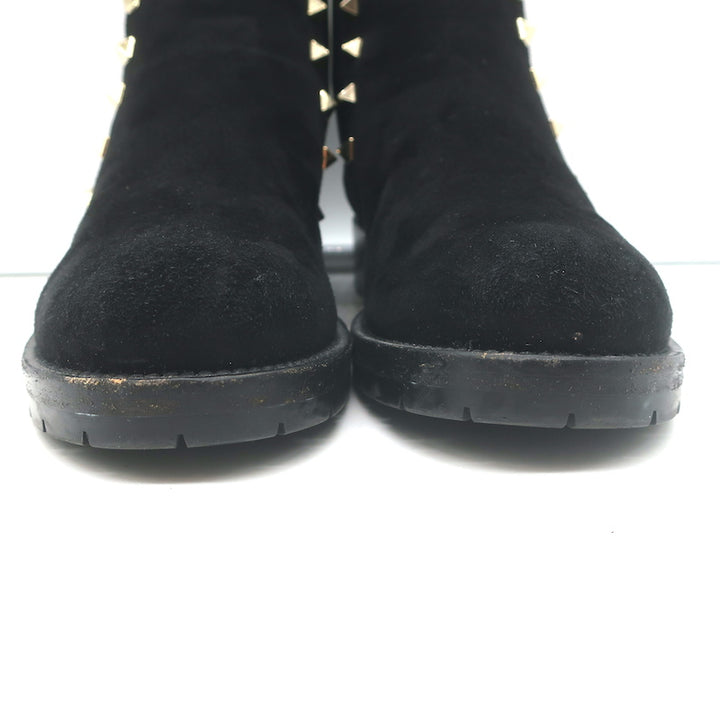 Valentino Rockstud Chelsea Boots Black Suede Size 38 Flat Ankle Boots